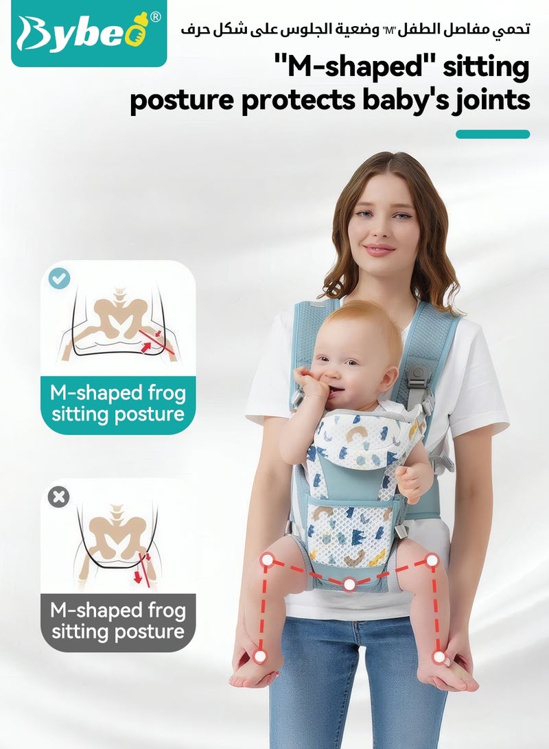 Bybeo Baby Carrier, Baby Wraps Carrier with 2 Bibs and 2 Rattle Toys Set, Ergonomic Babywearing, Adjustable Infant Carrier Slings for Newborn to Toddler, Front and Back Use for Dad and Mom - Image 3